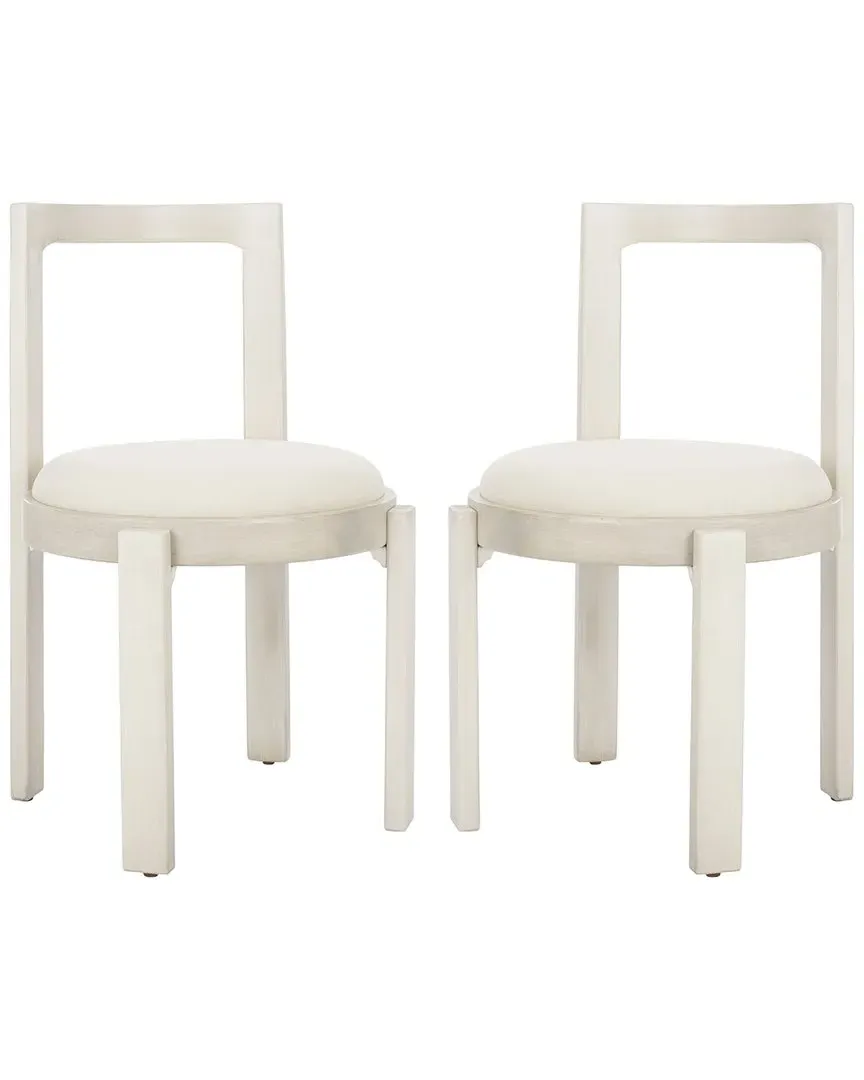 Estes Set of 2 Round Dining Chairs - White, Wood image