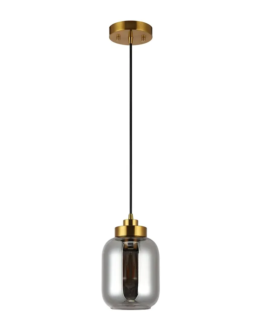 Ethyx 6in Pendant Light - Grey Glass, Brass image