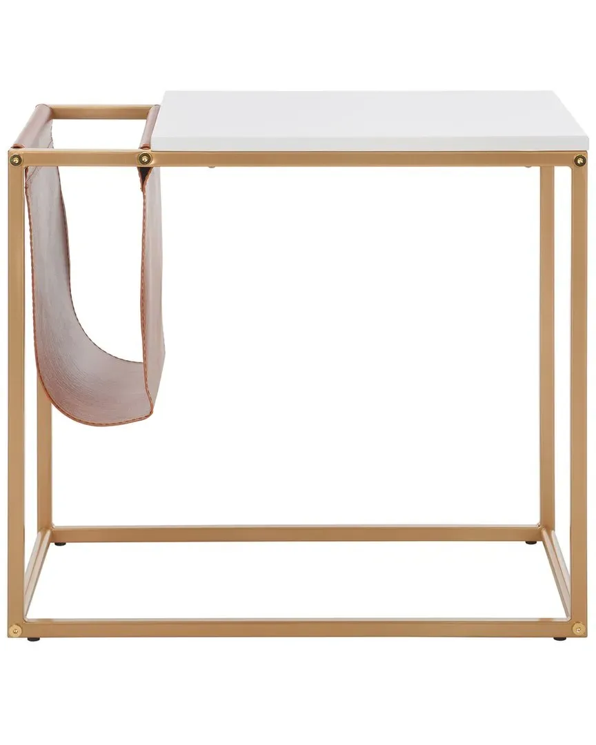 Eugenia Side Table with Storage - White, Metal