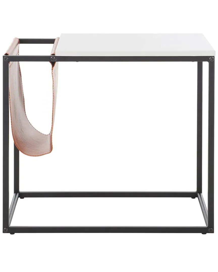 Eugenia Side Table with Storage - White, Metal image