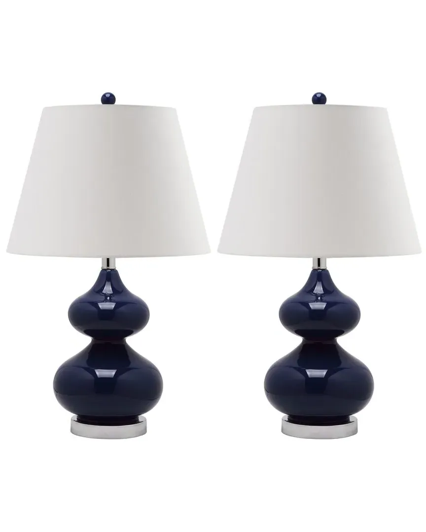 Eva 24in Double Gourd Table Lamp - Navy, Glass