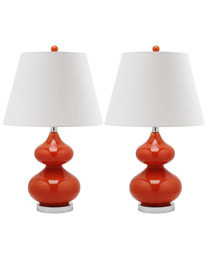 Eva 24in Double Gourd Table Lamp - Orange, Glass