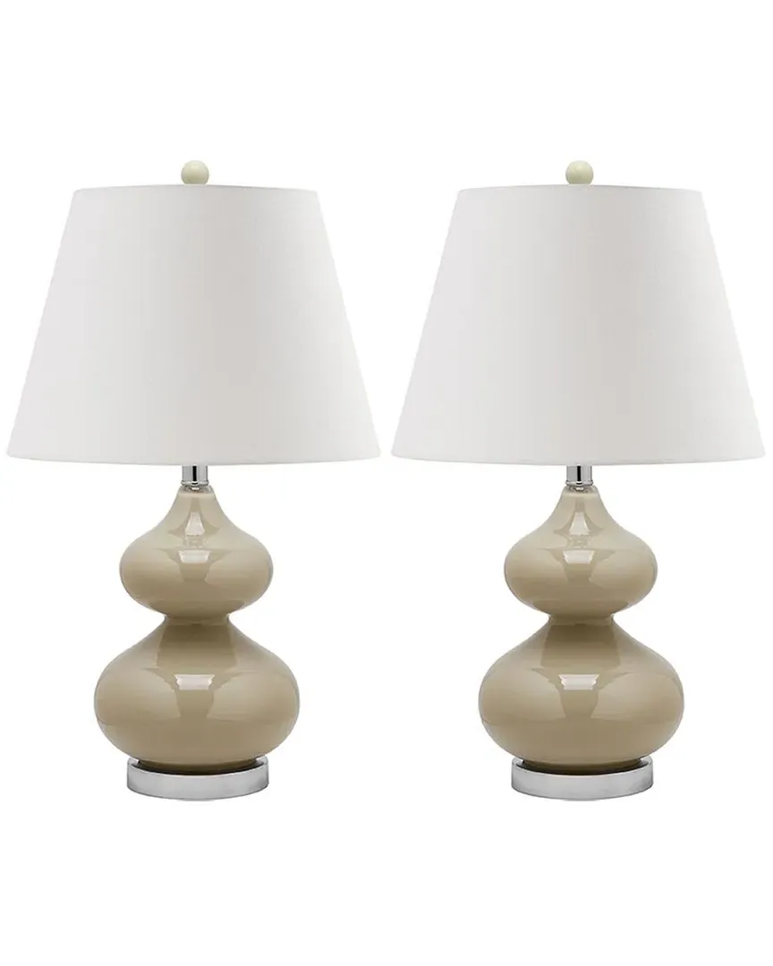 Eva 24in Double Gourd Table Lamp - Taupe, Glass