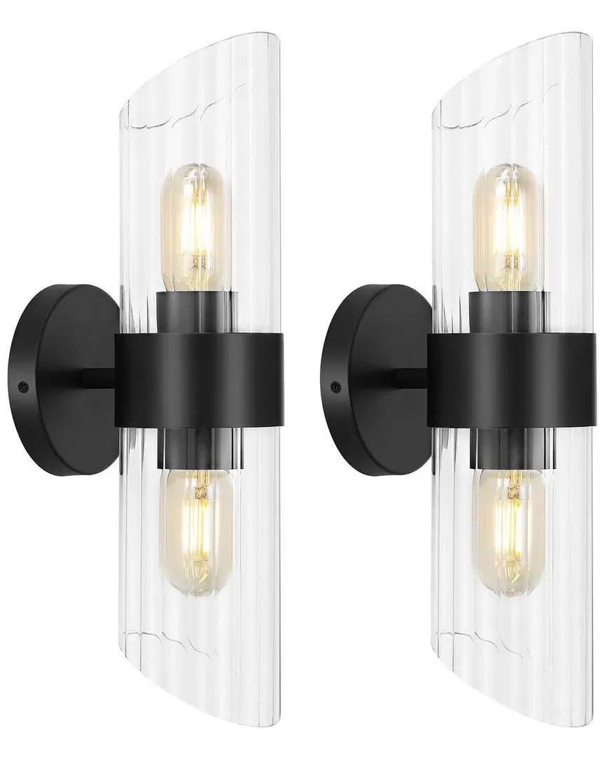 Eytan Set of 2 Wall Sconces 2-Light - Black image