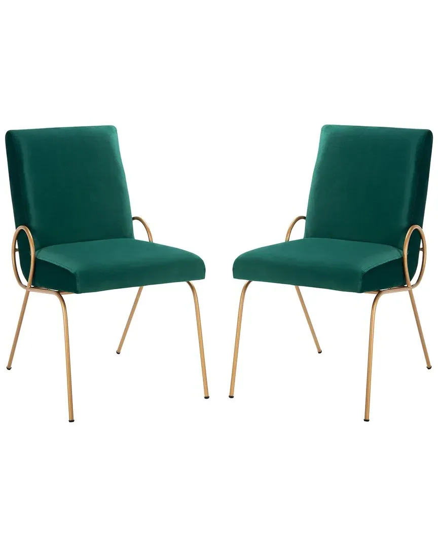 Fanlia Side Chairs Set of 2 - Emerald, Velvet