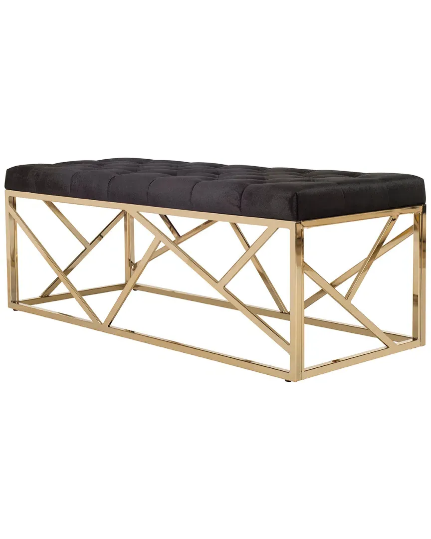 Farah Rectangular Bench - Black, Brass