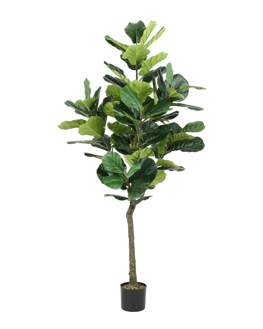 Faux 50in Potted Fiddle Leaf Fig Tree - Green image