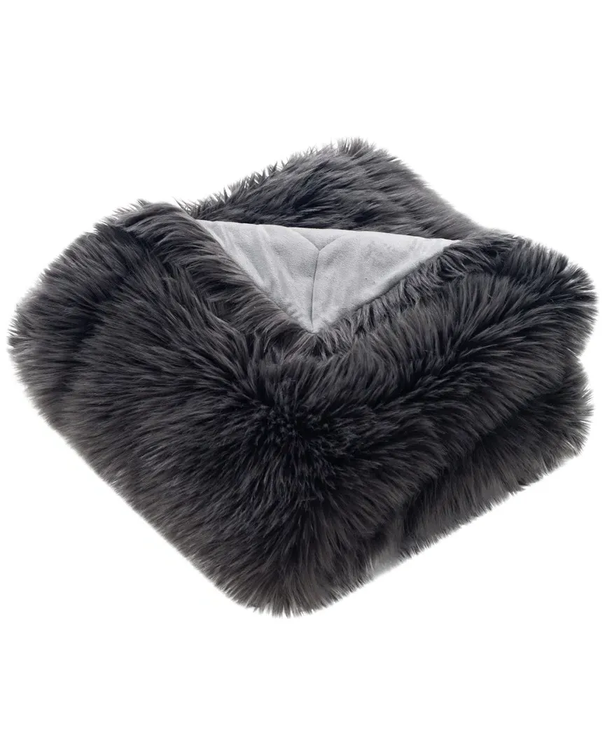 Faux Fox Throw - Grey image