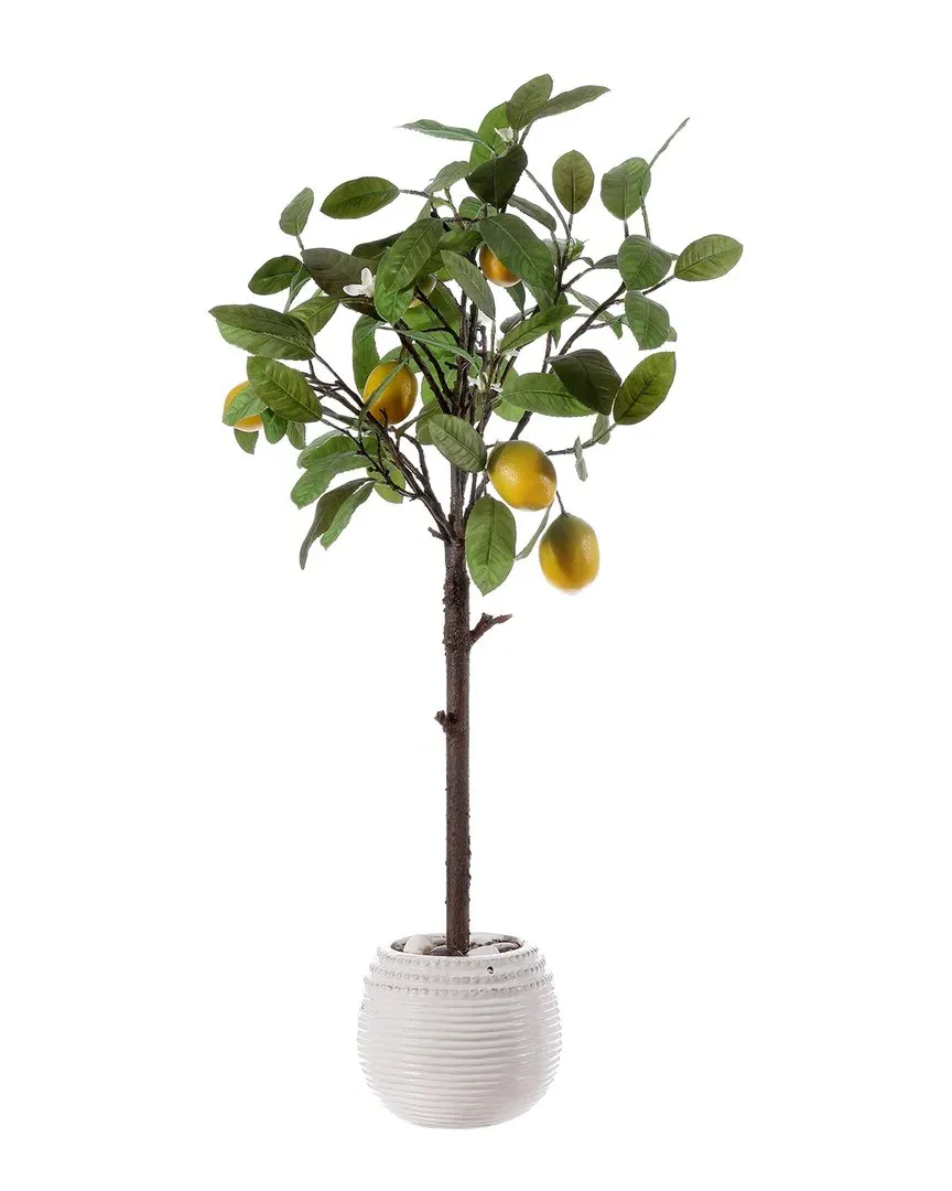 Faux Lemon Potted Tree - White