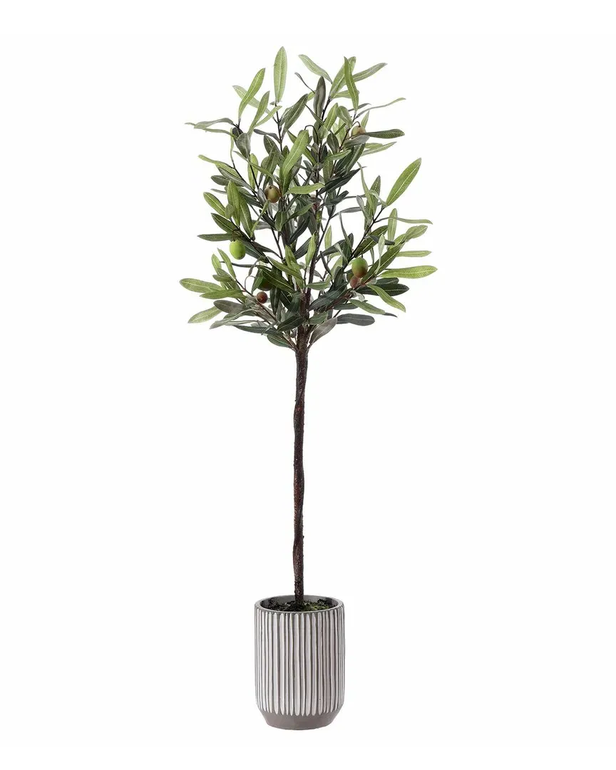 Faux Olive Potted Tree - White image