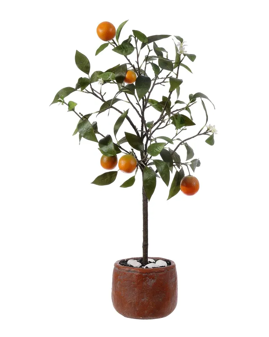 Faux Orange Potted Tree - Red