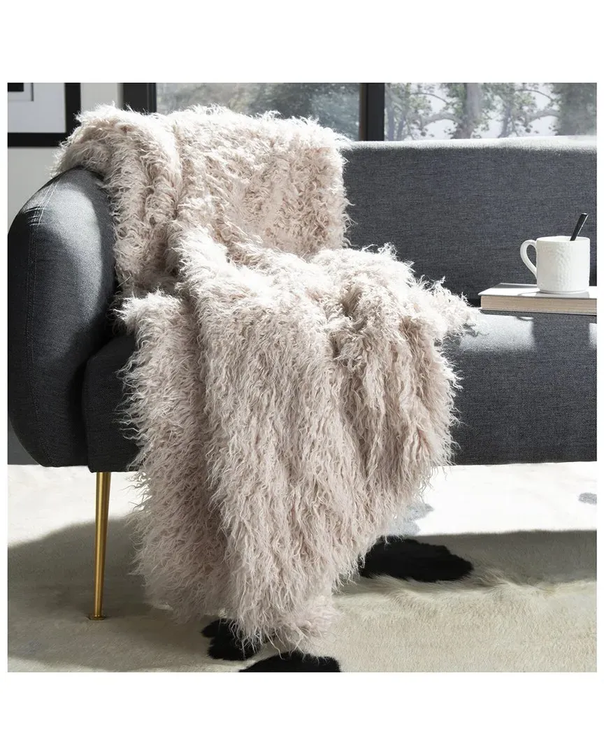 Faux Sheepskin Throw - Taupe image
