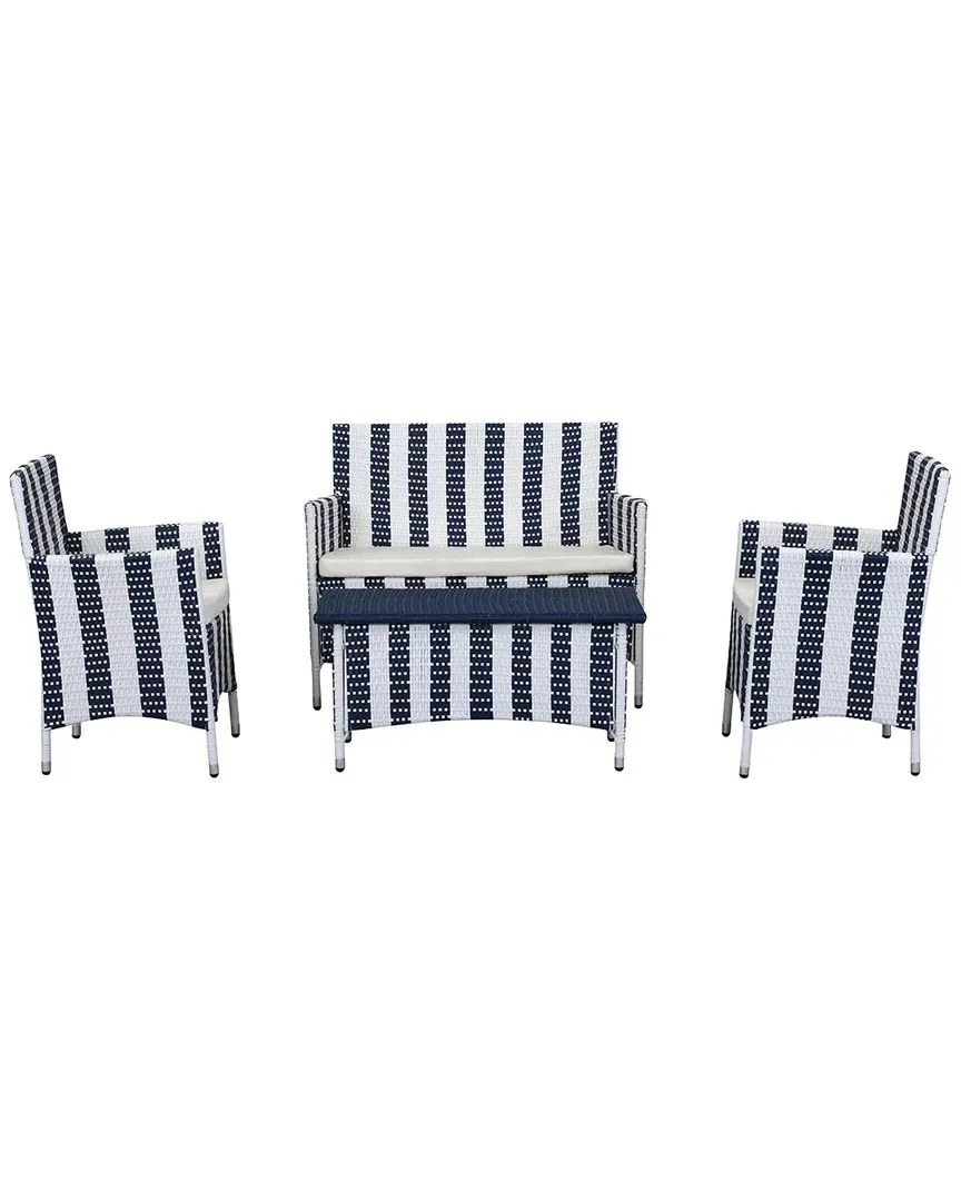 Figueroa 4-Piece Outdoor Set - Navy, Rattan