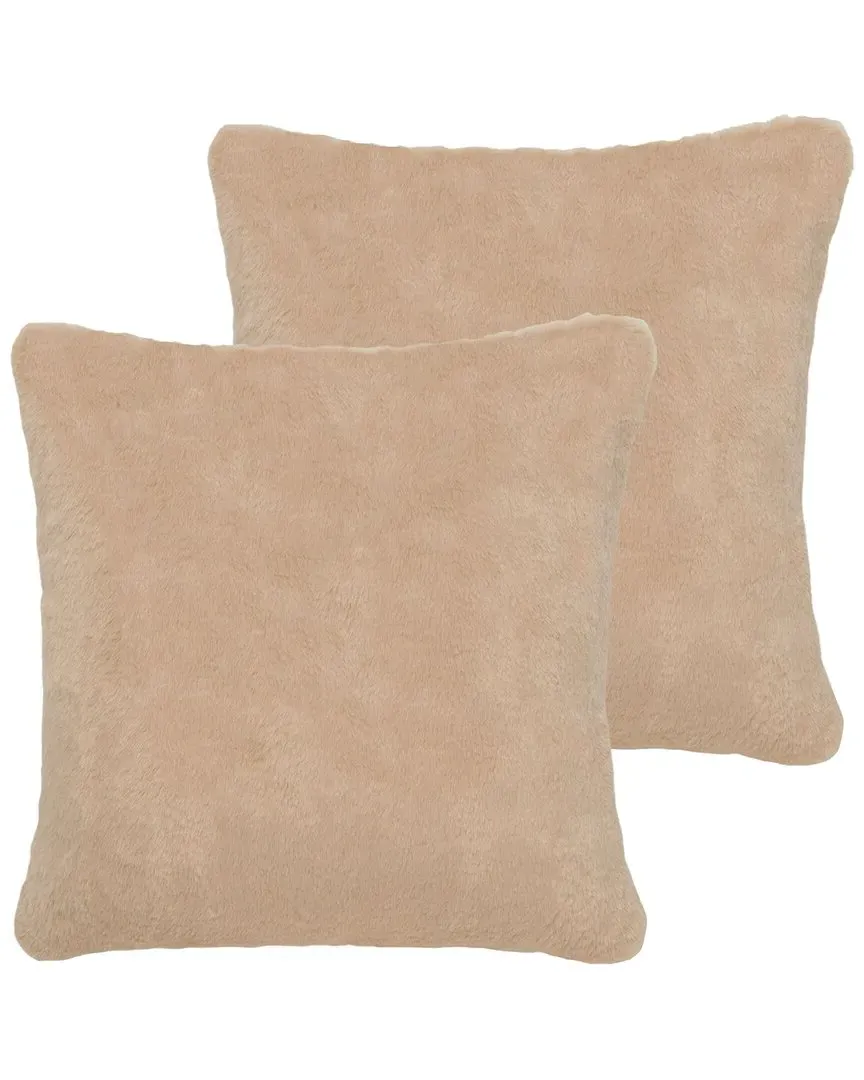 Flayn Set of 2 Throw Pillows - Brown, Faux Fur