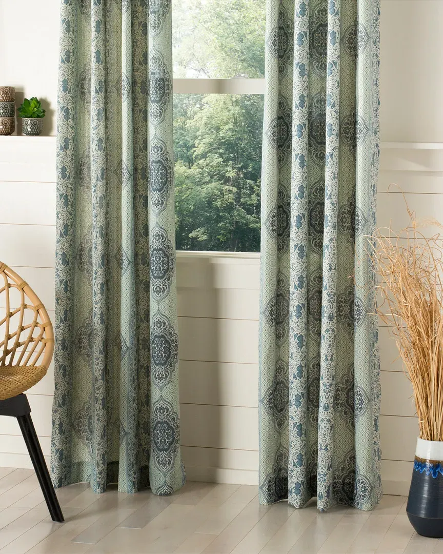 Florina Window Curtain Panel - Blue/Multi, Polyester