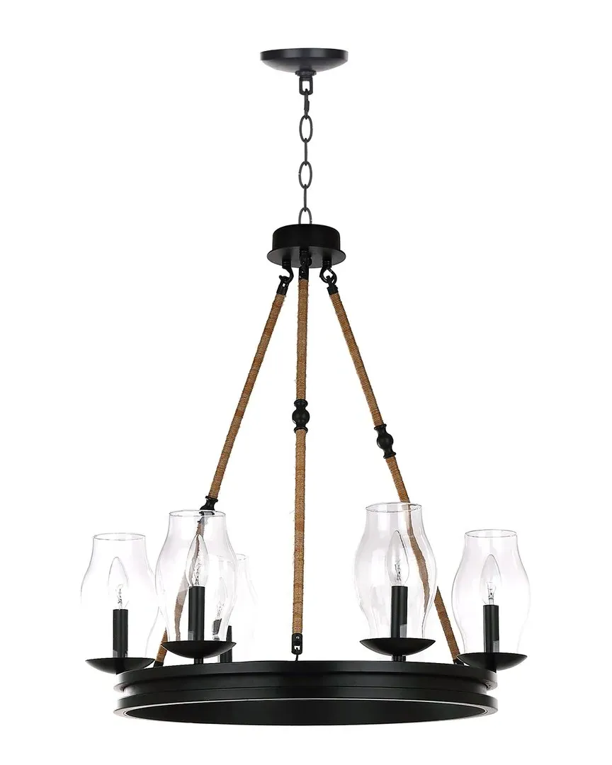 Fritz 25in Adjustable Chandelier - Black, Glass