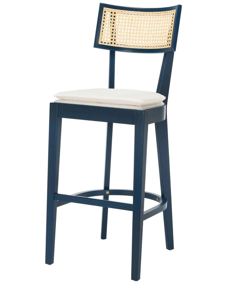Galway Cane Bar Stool - Navy, Wood