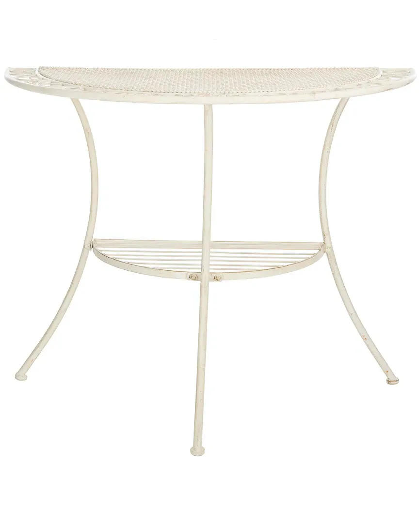 Genson Demilune Outdoor End Table - Pearl, Metal