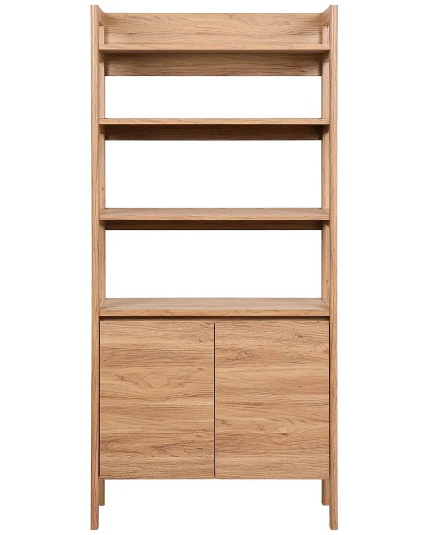 Glapelle 4-Shelf Bookcase with Doors - Oak image