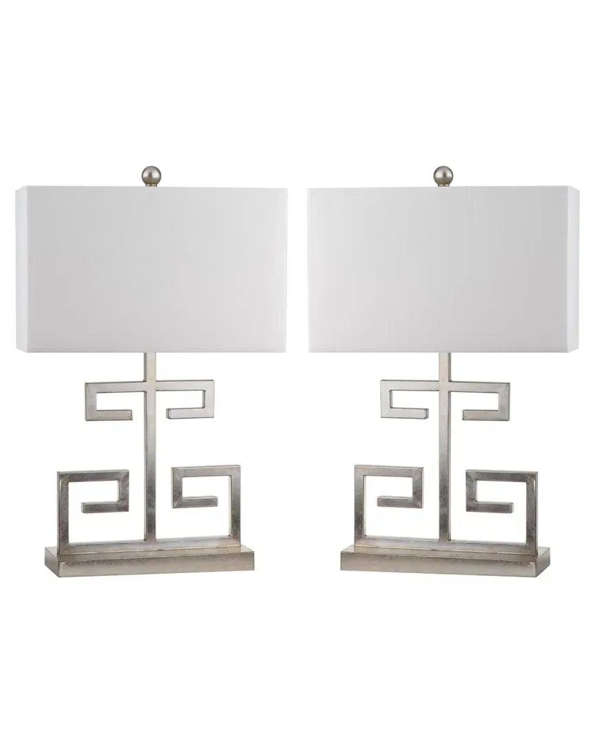 Greek Key 25in Table Lamp - Silver, Metal