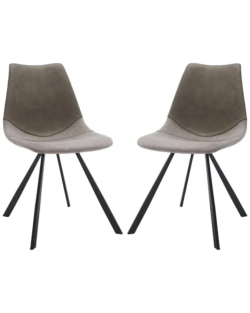 Greer Set of 2 Dining Chairs - Grey, Vegan Leather