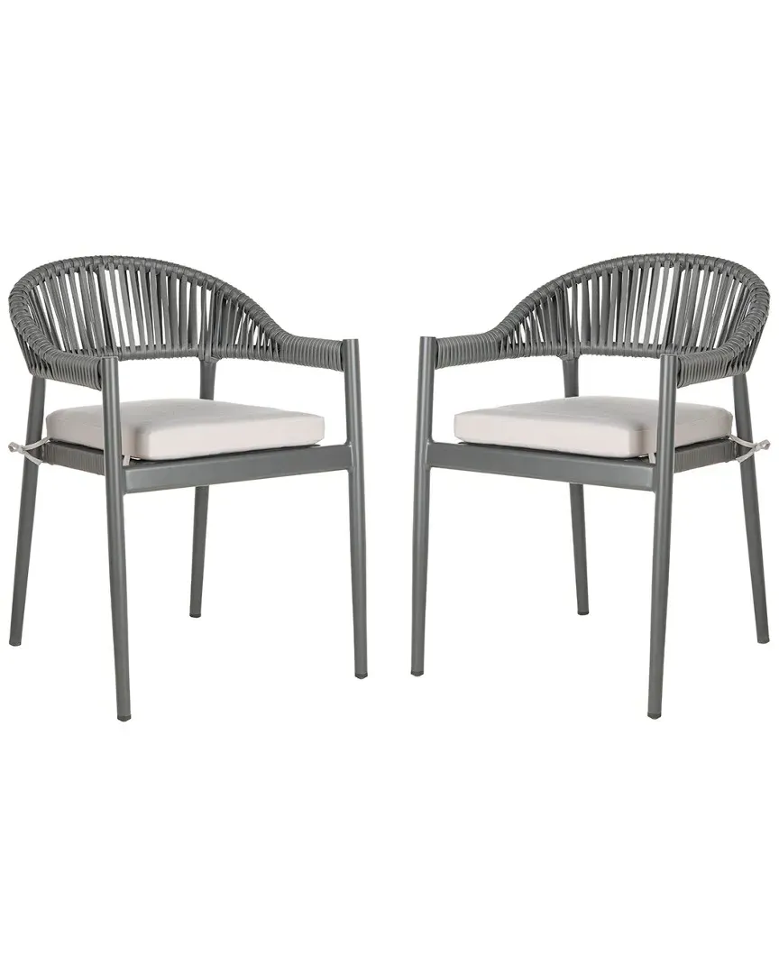 Greer Set of 2 Stackable Outdoor Chairs - Grey, Rope image
