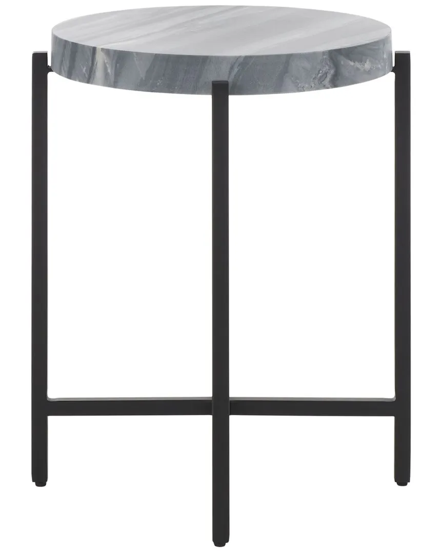 Gustavia Round Accent Table - Grey, Marble