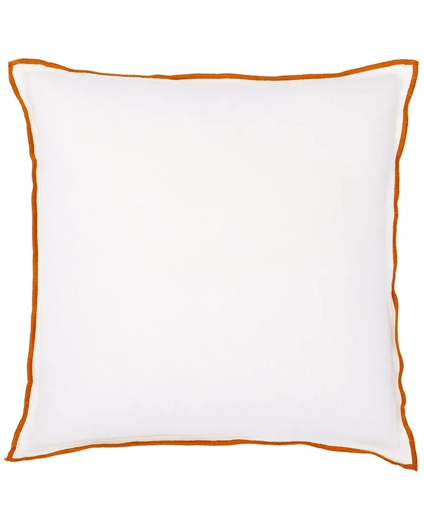 Hallie 20x20 Linen Pillow - White, Rust Trim image