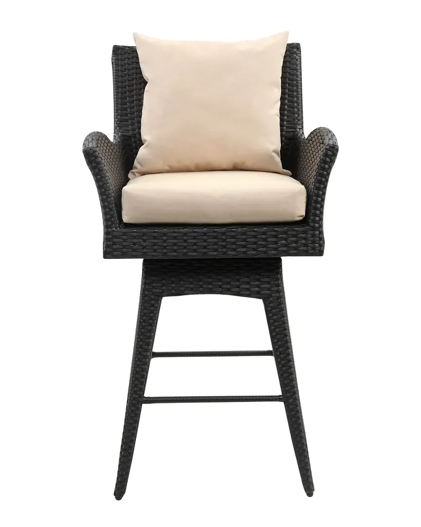 Hayes Swivel Counter Stool with Arms - Black, Rattan