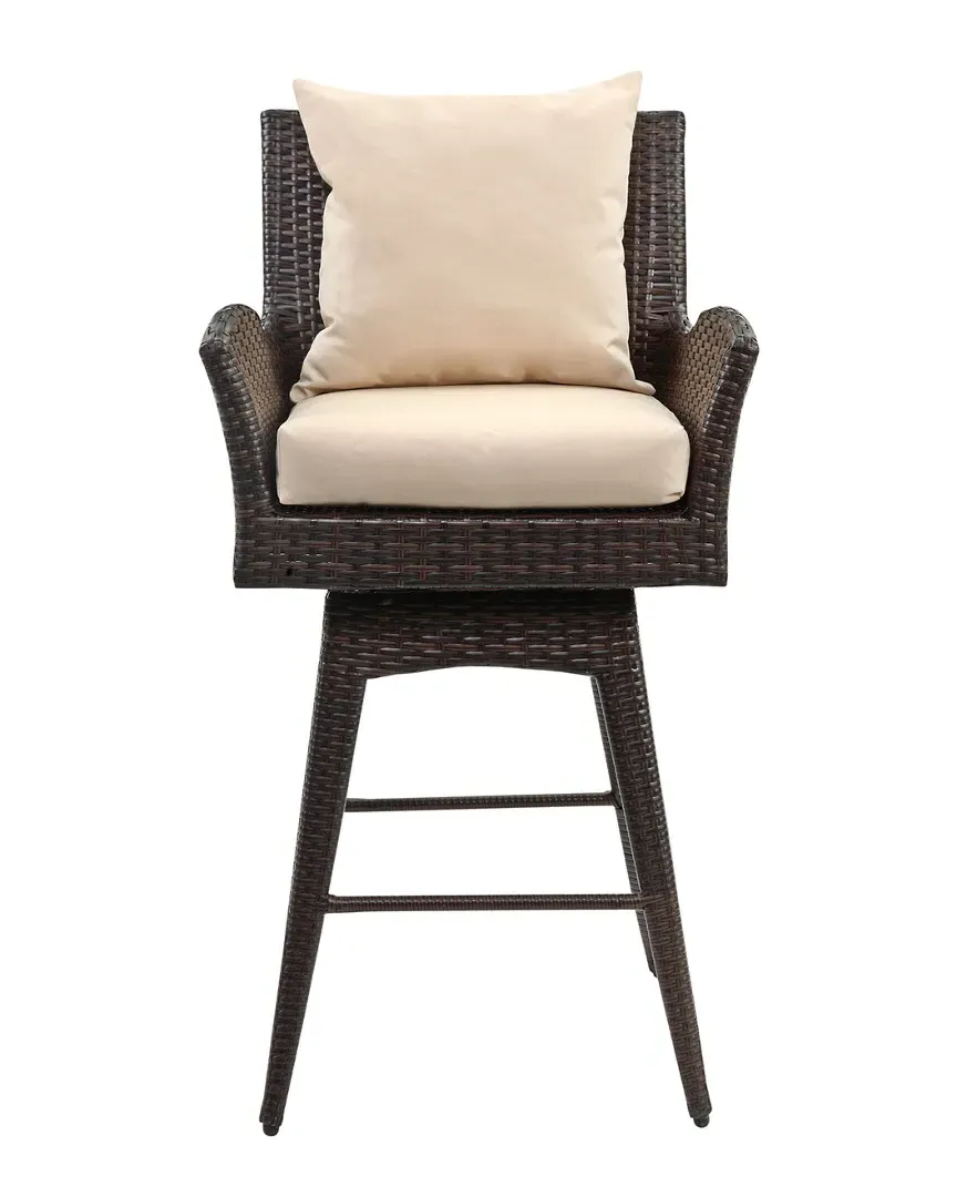 Hayes Swivel Counter Stool with Arms - Brown, Rattan image