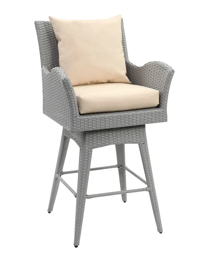 Hayes Swivel Counter Stool with Arms - Grey, Rattan