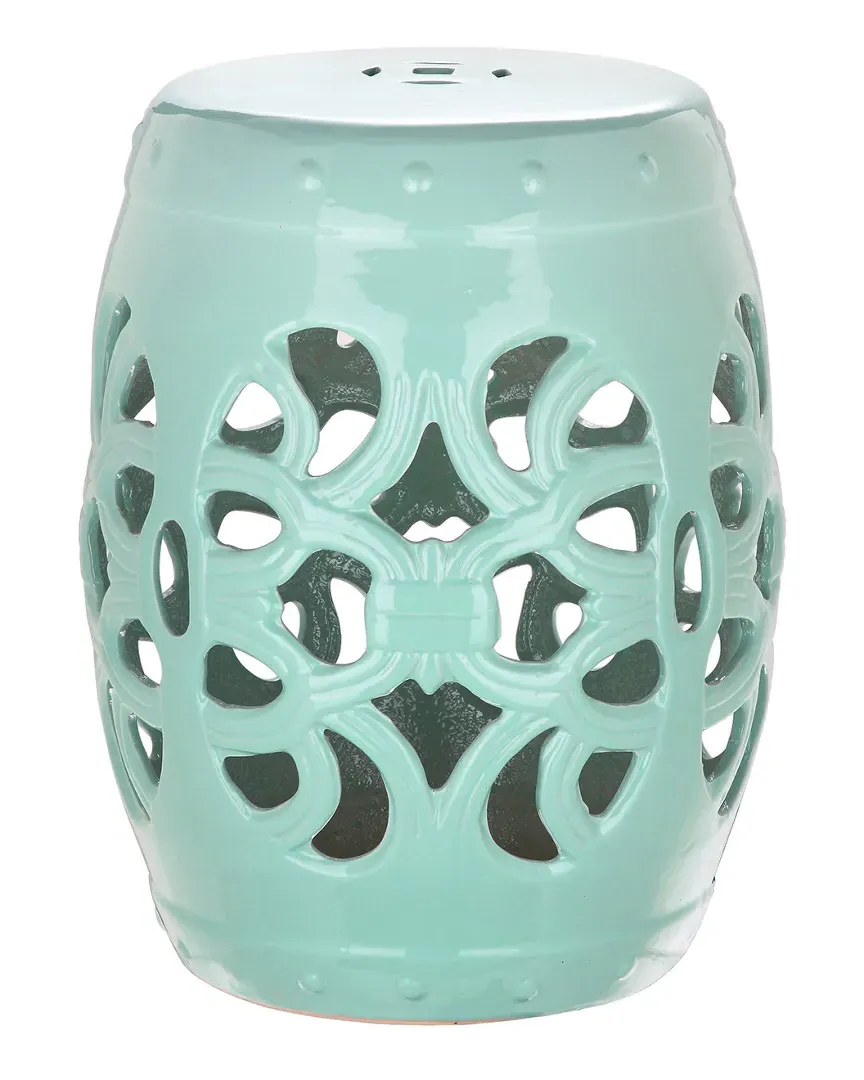 Imperial Vine Garden Stool - Light Blue, Glazed Ceramic image