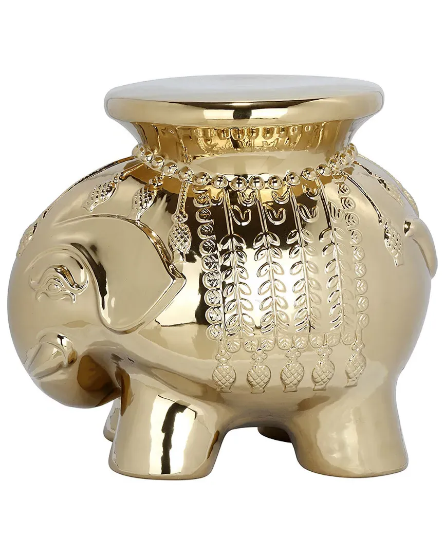 Indoor/Outdoor Elephant Stool - Gold, Ceramic image