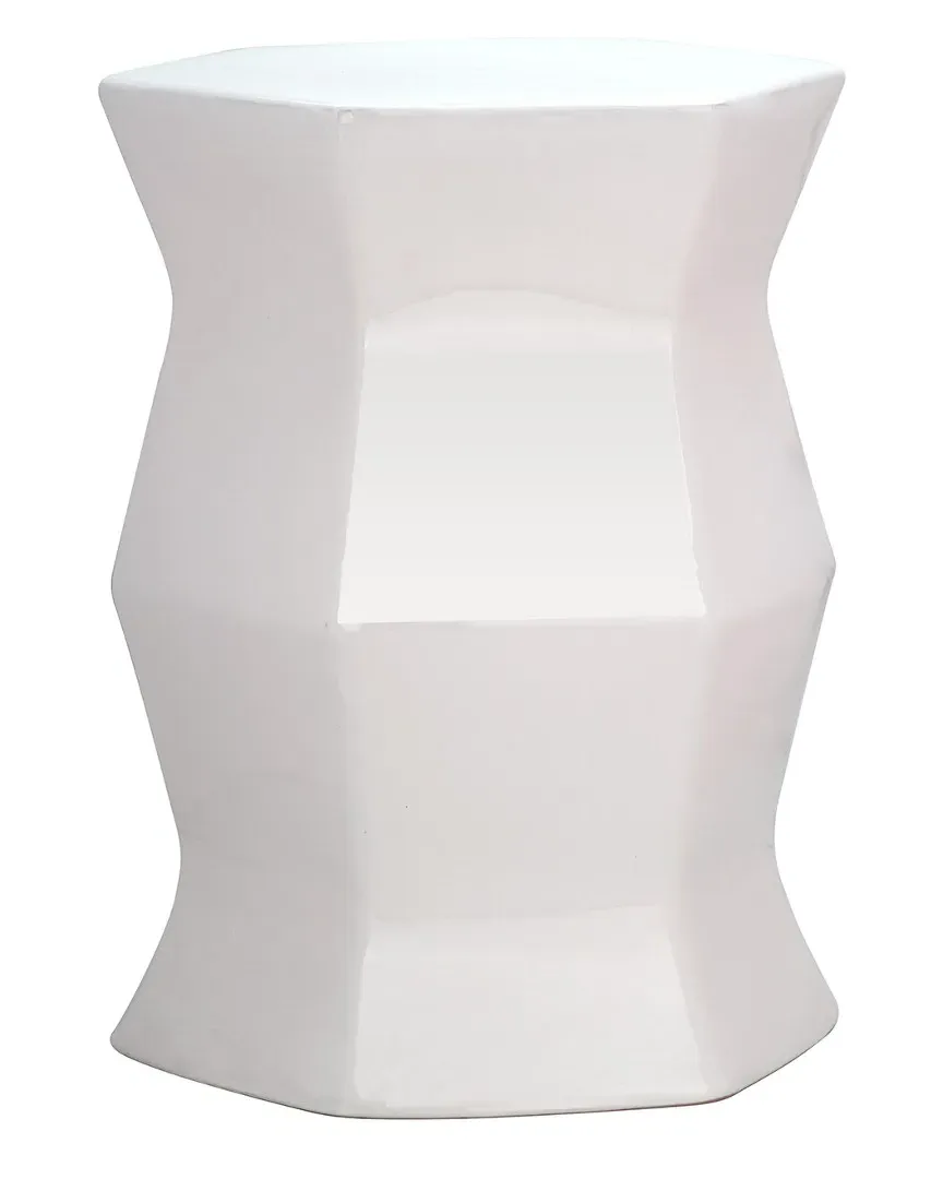 Indoor/Outdoor Hexagon Garden Stool - Cream, Ceramic