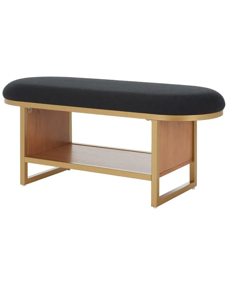Iona Oval Bench with Storage - Black, Walnut image
