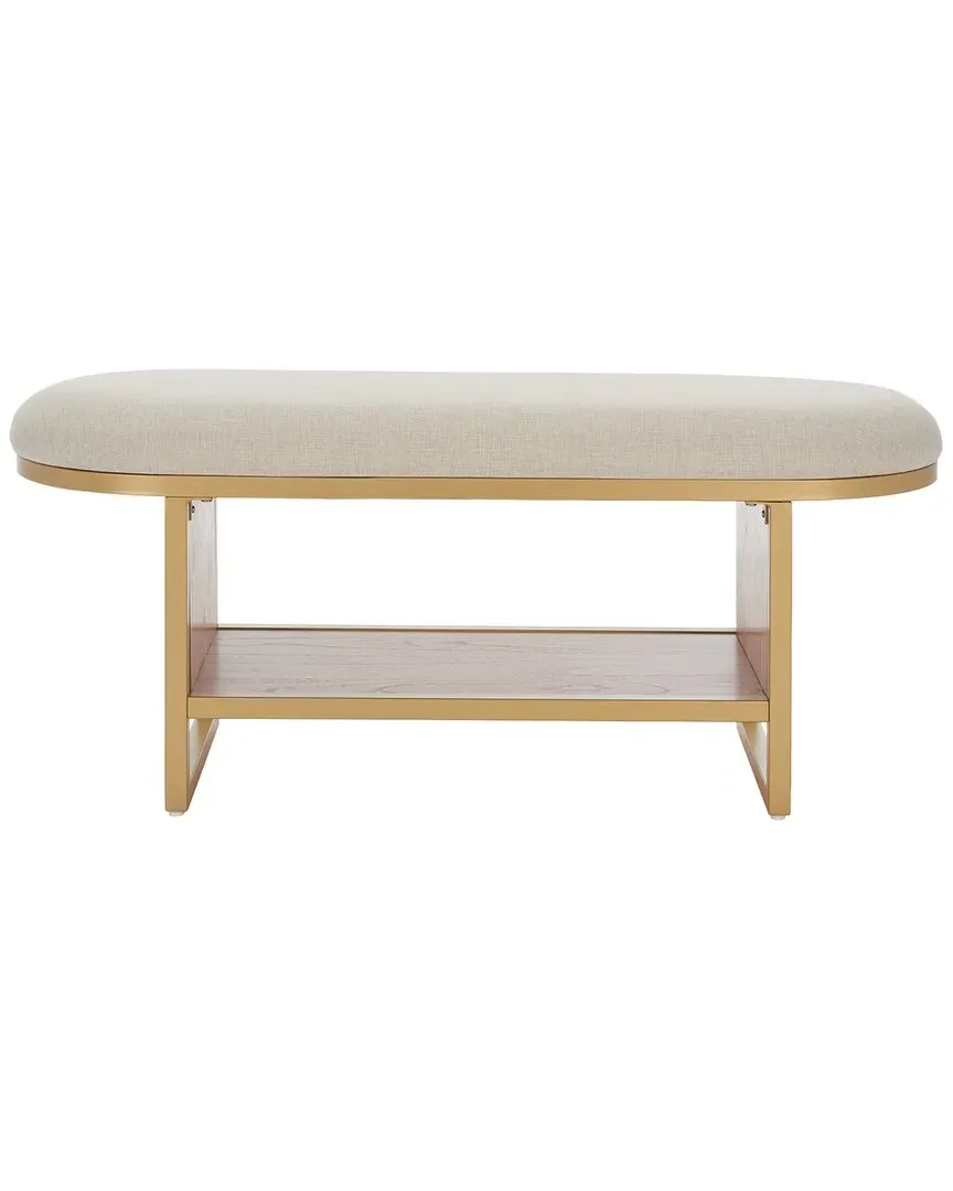 Iona Oval Bench with Storage - Cream, Walnut