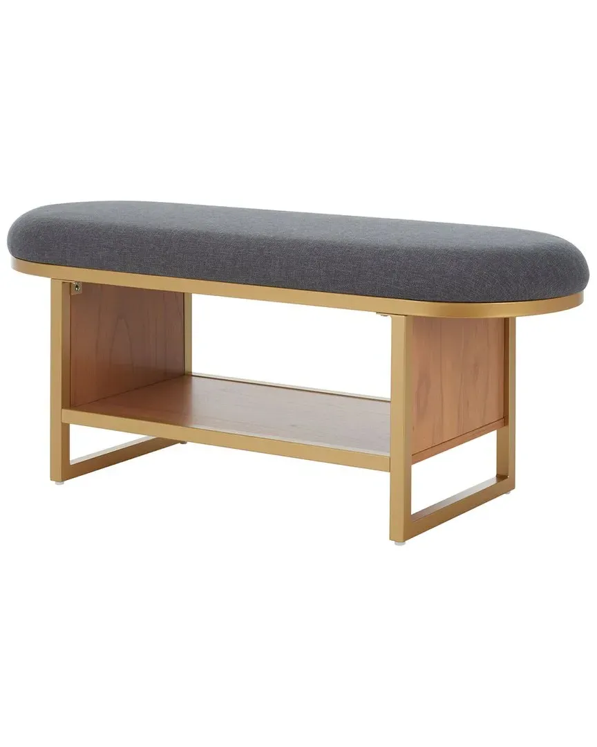 Iona Oval Bench with Storage - Grey, Walnut