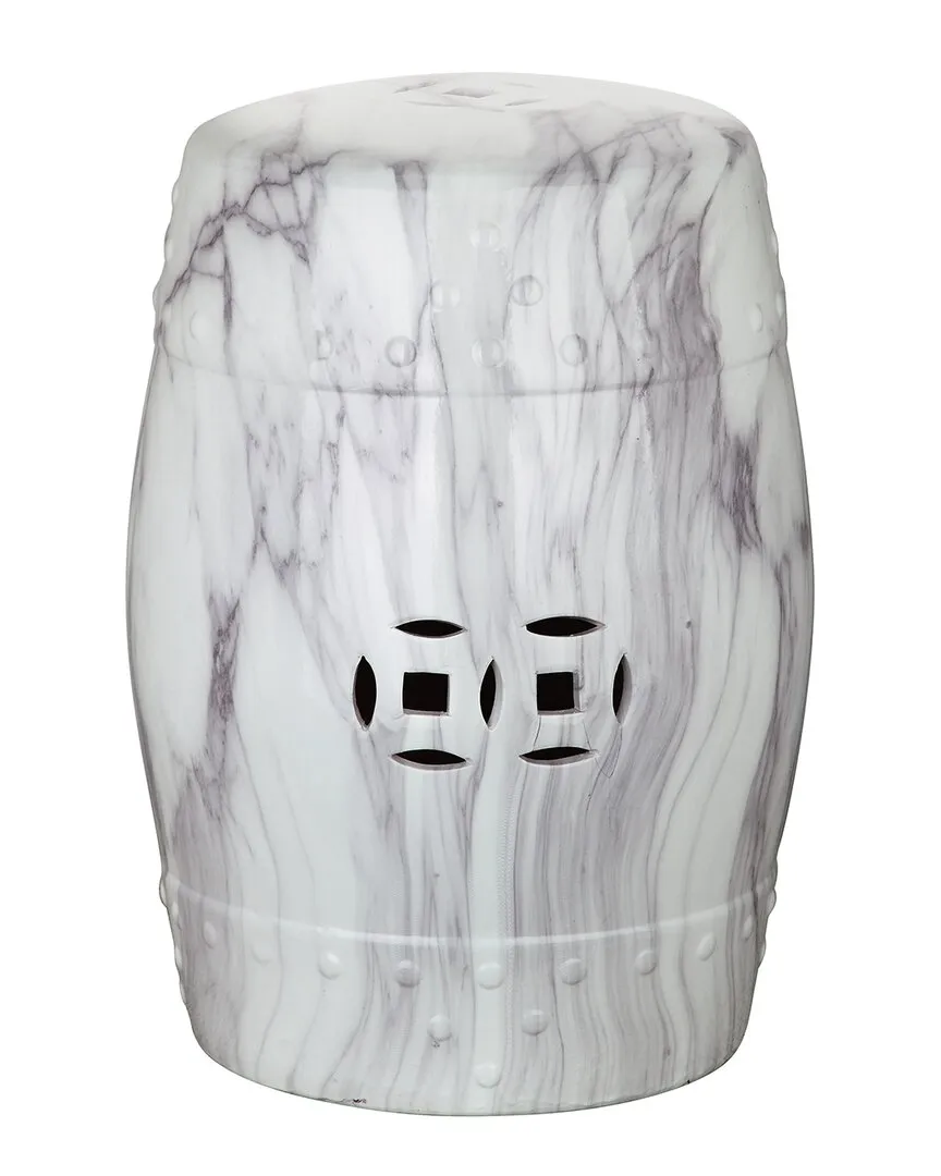 Jade Swirl Garden Stool - White image