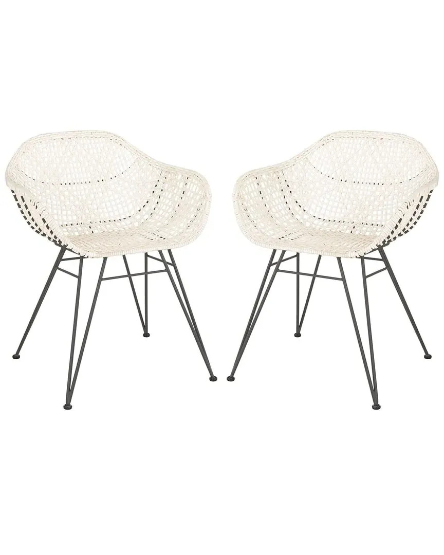 Jadis Set of 2 Dining Chairs - White, Leather