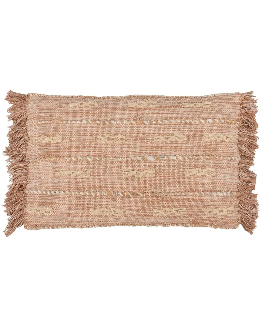 Janine Pillow with Fringe - Orange, Cotton