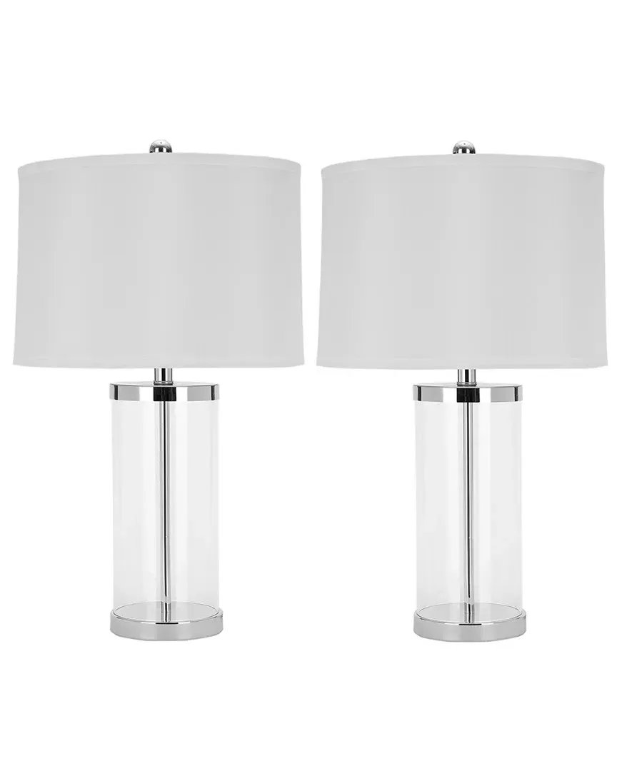 Jeanie Set of 2 Cylinder Table Lamps - Clear Glass