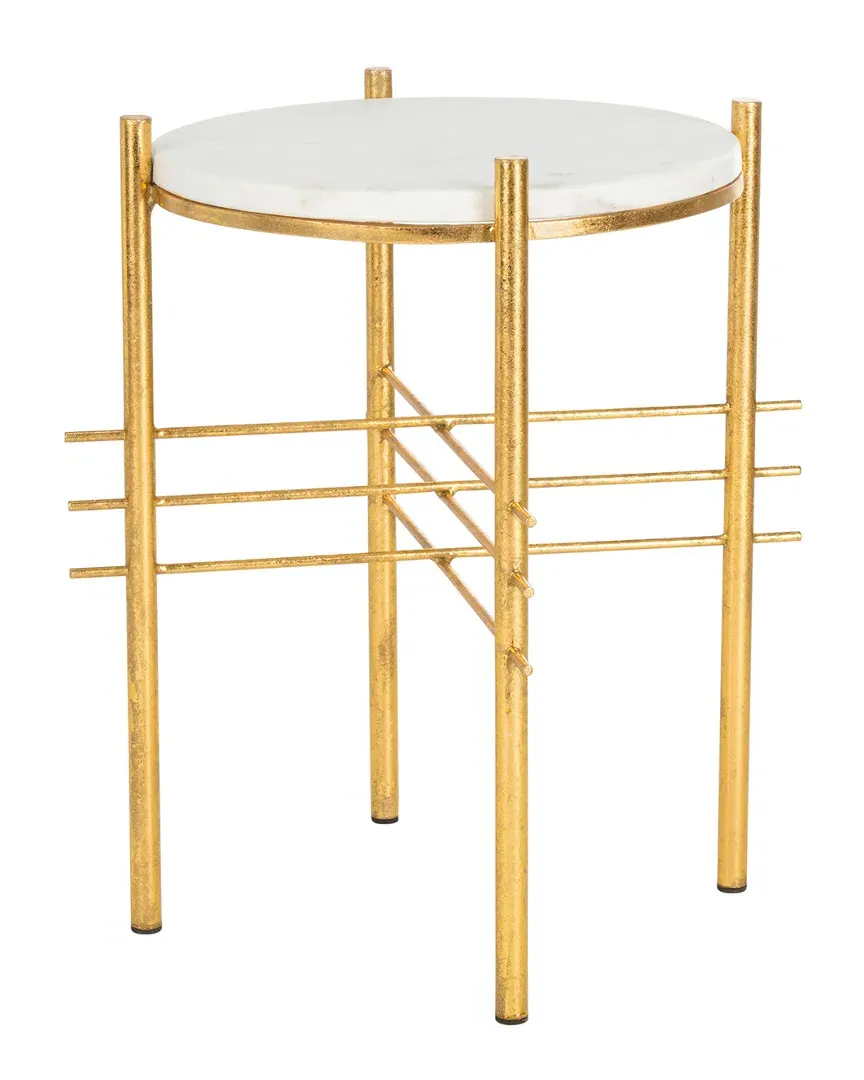 Jenesis Round Accent Table - White, Marble