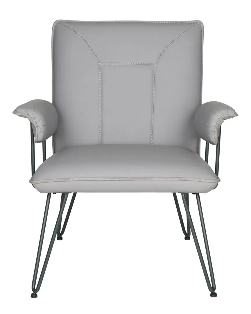 Johannes Leather Arm Chair - Grey, Steel
