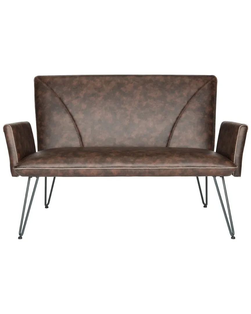 Johannes Leather Settee - Brown, Steel