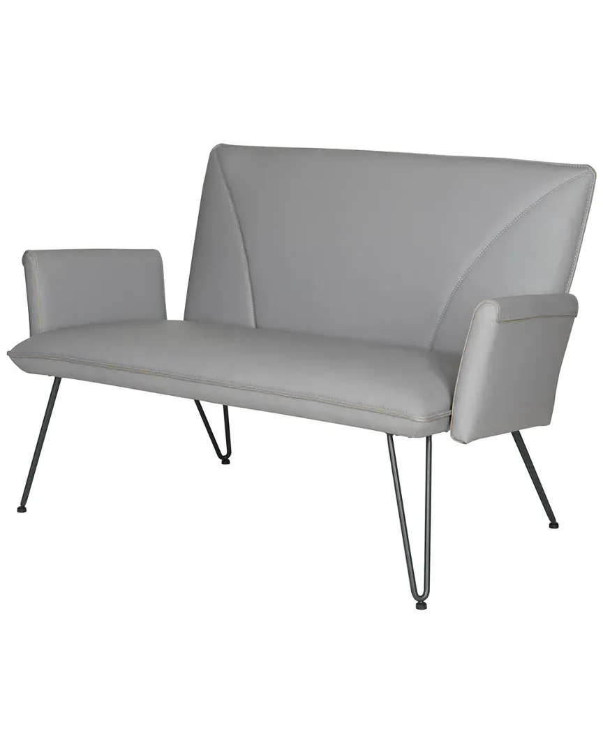 Johannes Leather Settee - Grey, Steel