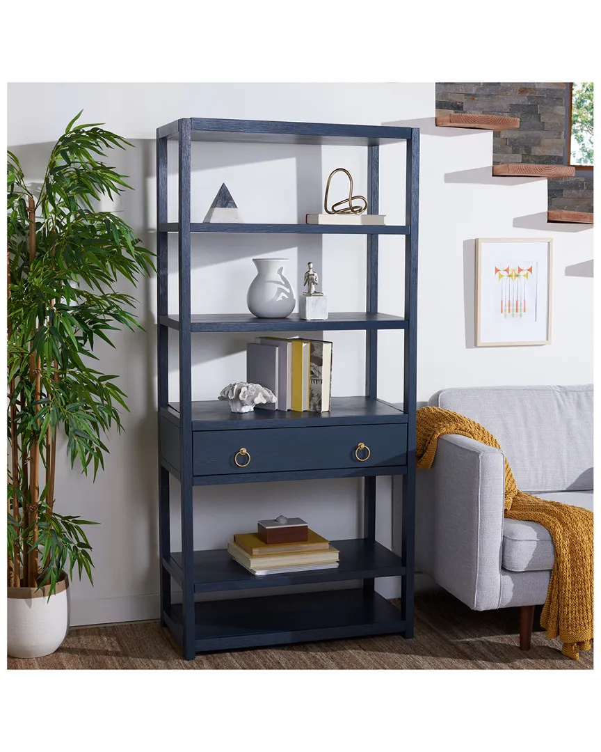 Johni 1-Drawer 5-Shelf Etagere - Navy, Acacia image