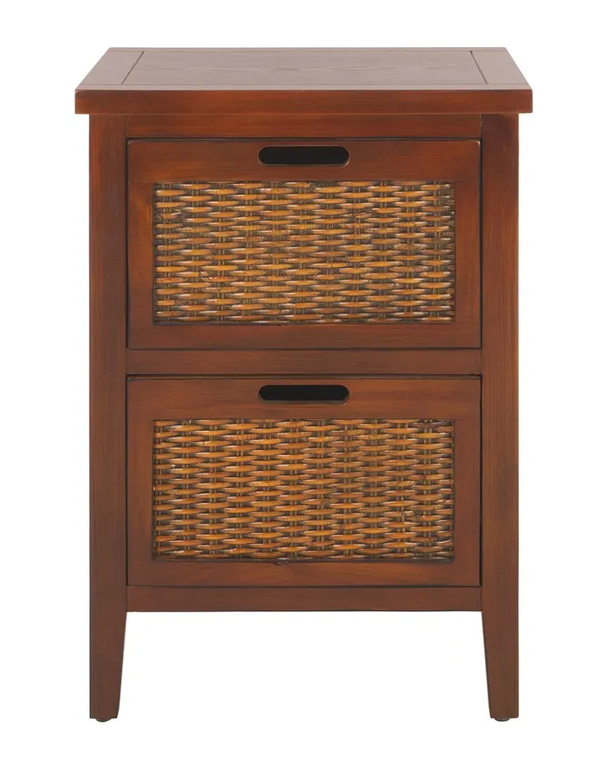 Jonah End Table with Drawers - Brown, Pine Wood image