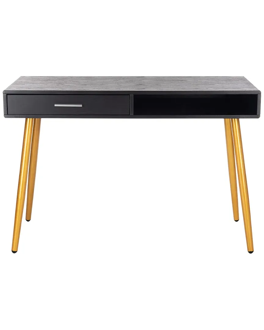 Jorja 1-Drawer Desk with Shelf - Black, MDF