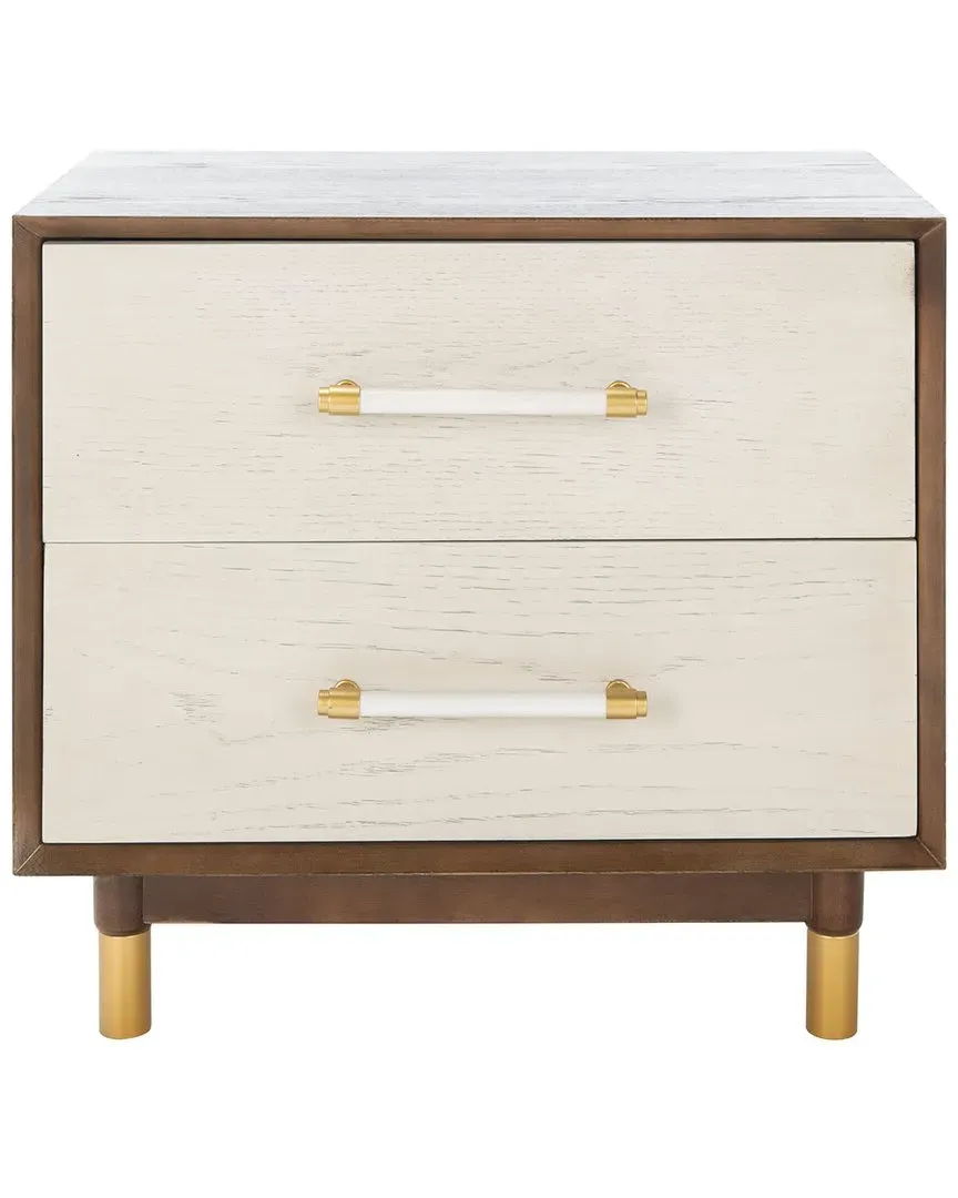 Justice 2-Drawer Nightstand - Walnut, White Washed Veneer
