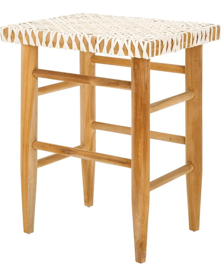 Kaleo Woven Counter Stool - White, Teak image
